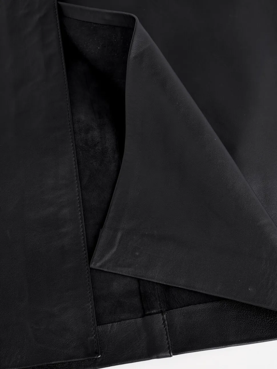 Zwart - N. Premium rok van echt leer