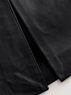 Zwart - N. Premium rok van echt leer