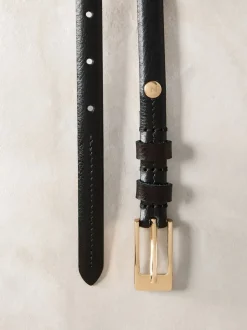 Zwart - N. Premium skinny Made In Italy leren riem