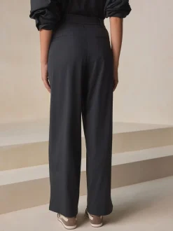 Zwart - N. Premium Wide Leg Tailored Jersey Trousers
