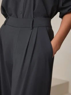 Zwart - N. Premium Wide Leg Tailored Jersey Trousers