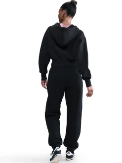 Zwart - Nike oversized Phoenix fleece joggingbroek met hoge taille en grafisch logo