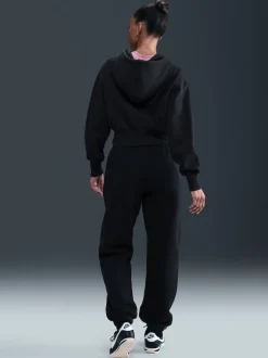 Zwart - Nike oversized Phoenix fleece joggingbroek met hoge taille en grafisch logo