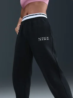 Zwart - Nike oversized Phoenix fleece joggingbroek met hoge taille en grafisch logo