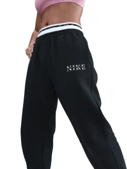 Zwart - Nike oversized Phoenix fleece joggingbroek met hoge taille en grafisch logo