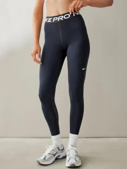 Zwart - Nike Pro Mid Rise legging met mesh-panelen
