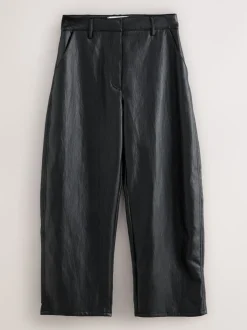 Zwart - Nothing Ordinary Faux Leather Barrel Leg Trousers