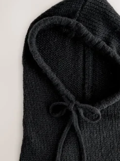 Zwart - Nothing Ordinary Knitted Hooded Snood With Wool