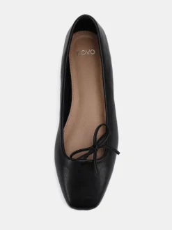 Zwart - Novo Camilla Asymetric Bow Ballerinas