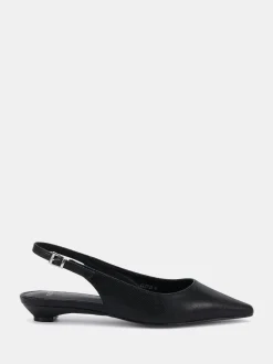 Zwart - Novo Clover Point Toe Low Heel Slingback Shoes
