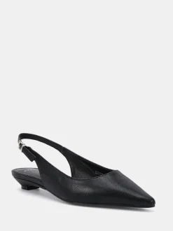 Zwart - Novo Clover Point Toe Low Heel Slingback Shoes