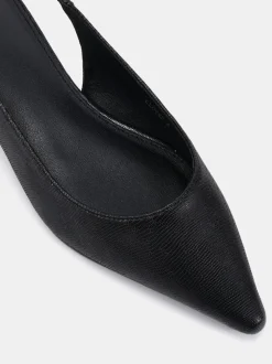 Zwart - Novo Clover Point Toe Low Heel Slingback Shoes