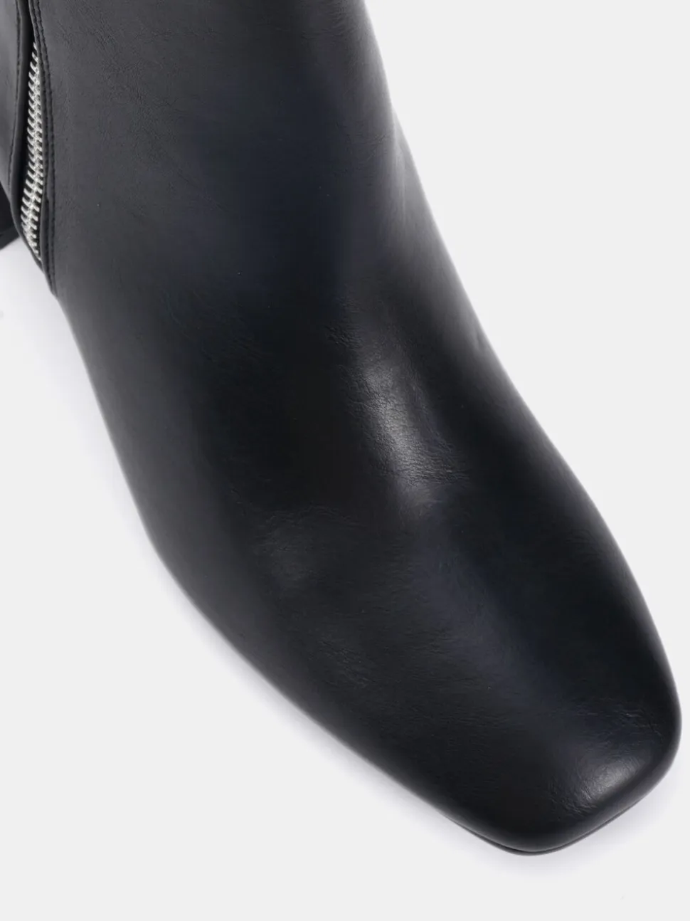 Zwart - Novo Kate Zip Side Square Toe Block Heel Ankle Boots