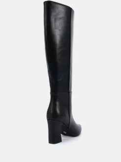Zwart - Novo Wide Fit Gala Point Toe Block Heel Knee Boots