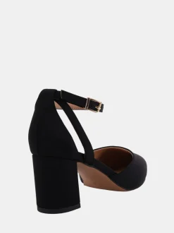 Zwart - Novo Wide Fit Imelda Two Part Ankle Strap Courts