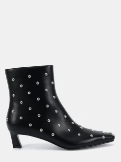 Zwart - Novo Wide Fit Kiki Studded Low Heel Ankle Boots