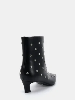 Zwart - Novo Wide Fit Kiki Studded Low Heel Ankle Boots