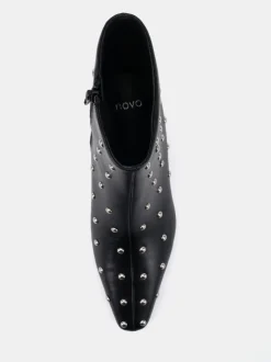 Zwart - Novo Wide Fit Kiki Studded Low Heel Ankle Boots
