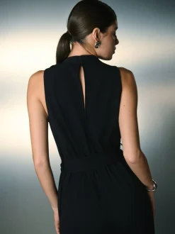 Zwart - Occasion Cowl Neck Sleeveless Jersey Jumpsuit