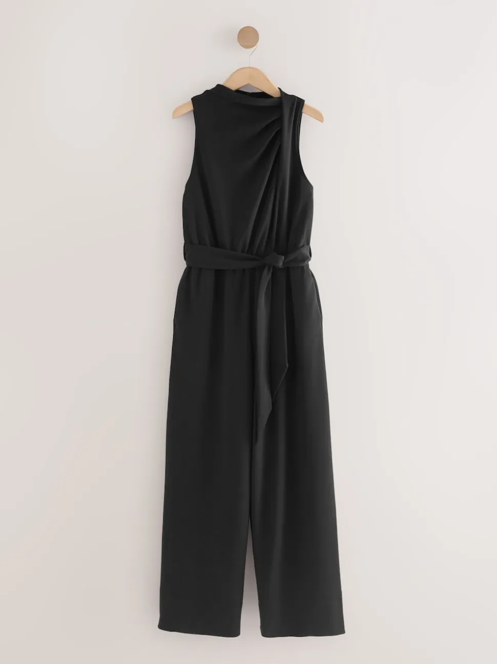 Zwart - Occasion Cowl Neck Sleeveless Jersey Jumpsuit