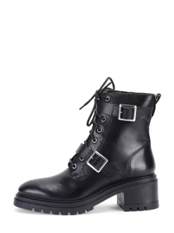 Zwart - Off The Hook Parkside Block Heel Leather Combat Boots