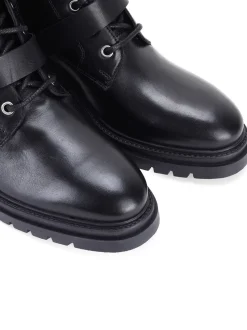 Zwart - Off The Hook Parkside Block Heel Leather Combat Boots