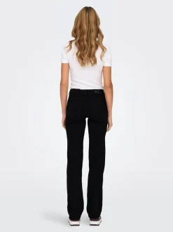 Zwart - ONLY Blush Mid Rise Straight Leg Jeans With Super Stretch
