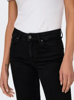 Zwart - ONLY Blush Mid Rise Straight Leg Jeans With Super Stretch