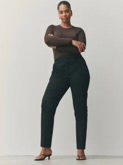 Zwart - Op maat slim-fit broek in zandlopermodel