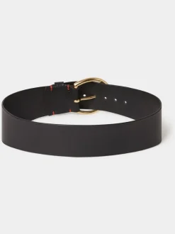 Zwart - Osprey London The Oversized Leather Buckle Belt
