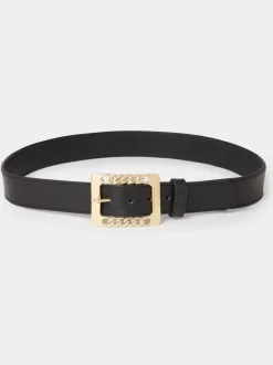 Zwart - Osprey London The Chain Buckle Leather Belt