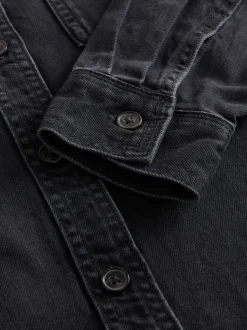 Zwart - Oversized denim overhemd