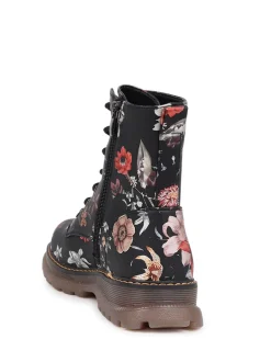 Zwart - Pavers Lace Up Floral Boots