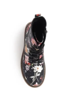 Zwart - Pavers Lace Up Floral Boots