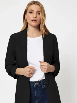 Zwart - Pieces blazer met gerimpelde mouwen
