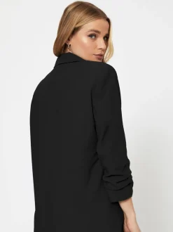 Zwart - Pieces blazer met gerimpelde mouwen