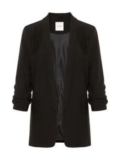 Zwart - Pieces blazer met gerimpelde mouwen