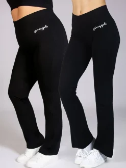 Zwart - Pineapple - Jersey bootcut-broek voor dames