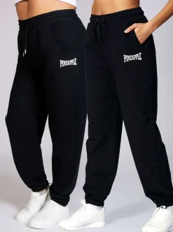Zwart - Pineapple - Oversized joggingbroek met zakken en boorden