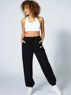 Zwart - Pineapple - Oversized joggingbroek met zakken en boorden