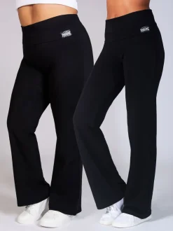 Zwart - Pineapple jersey broek met vouwtailleband voor dames