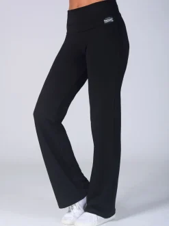 Zwart - Pineapple jersey broek met vouwtailleband voor dames
