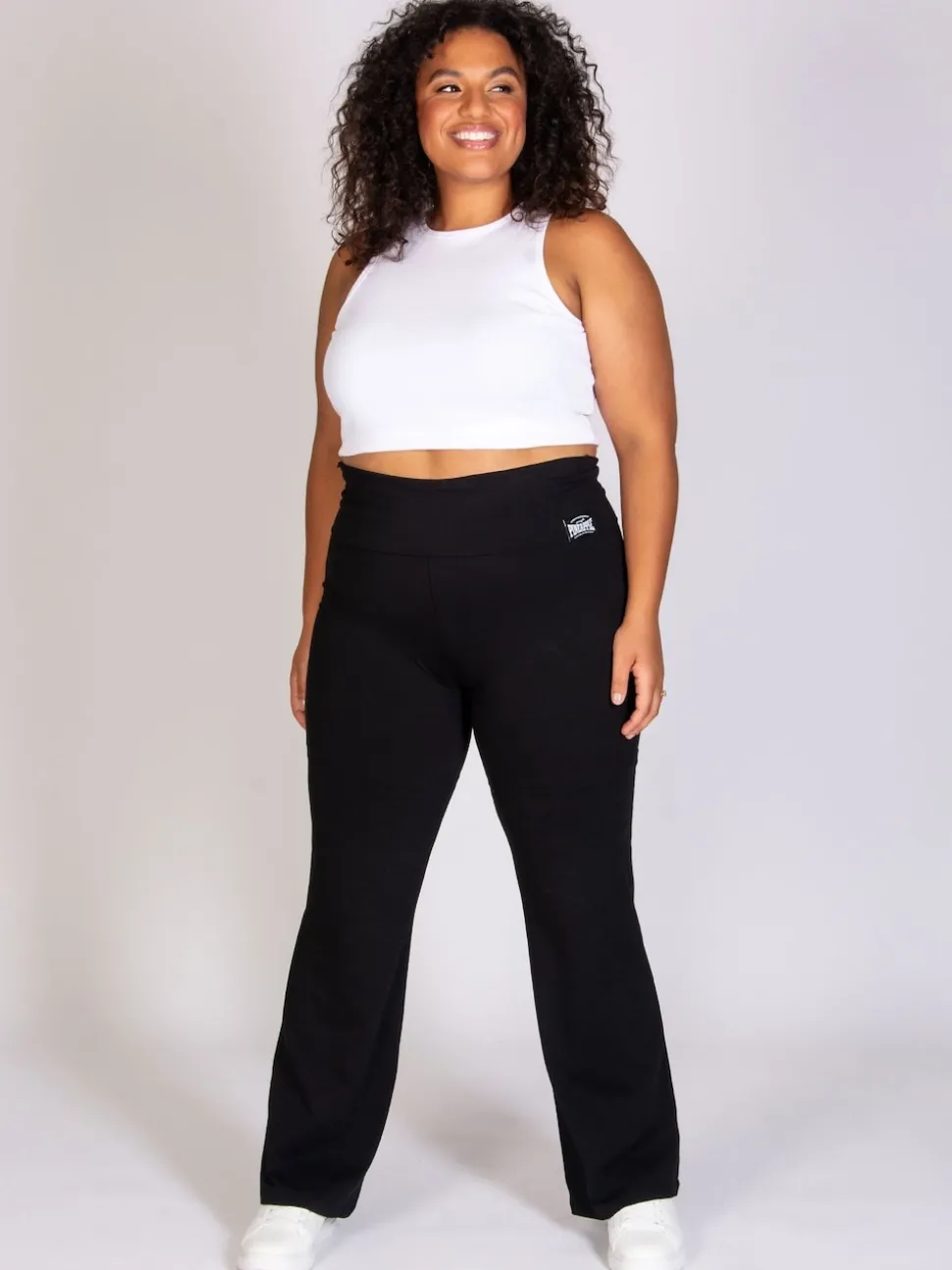 Zwart - Pineapple jersey broek met vouwtailleband voor dames