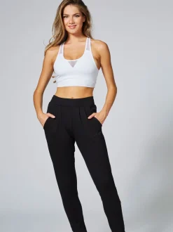 Zwart - Pineapple viscose jersey joggingbroek met relaxte pasvorm