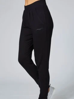 Zwart - Pineapple viscose jersey joggingbroek met relaxte pasvorm