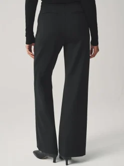 Zwart - Ponte Broek met Wijde pijpen en goudkleurige knoopdetails