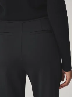 Zwart - Ponte Broek met Wijde pijpen en goudkleurige knoopdetails