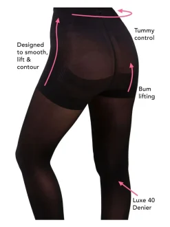 Zwart - Pour Moi - Definitions - 40-denier vormgevende ondersteunende panty