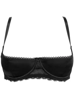 Zwart - Pour Moi - For Your Eyes Only beha met beugel en kwartcups