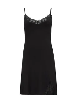 Zwart - Pour Moi - Sofa Loves Lace - Zachte jersey slipdress met split en verborgen ondersteuning